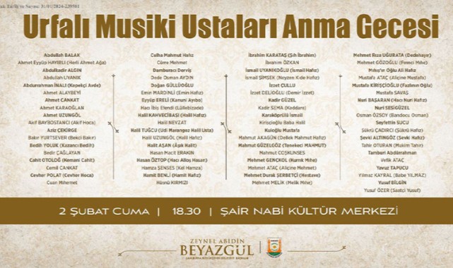 Urfalı Musiki Ustaları Anma Gecesi;