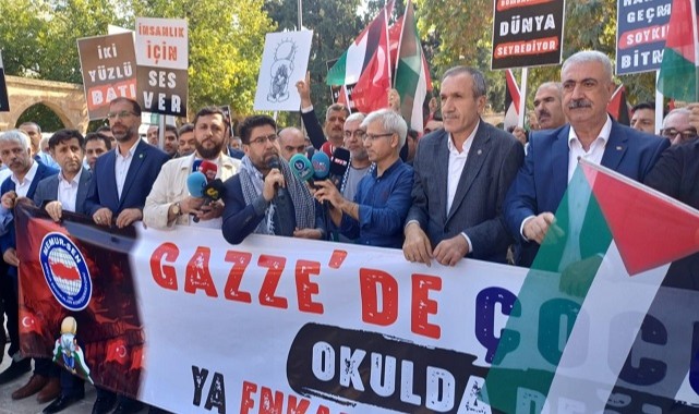 Şanlıurfa'dan İsrail Protestosu Gazze'de Çocuklar Okul Yerine Enkazda..;
