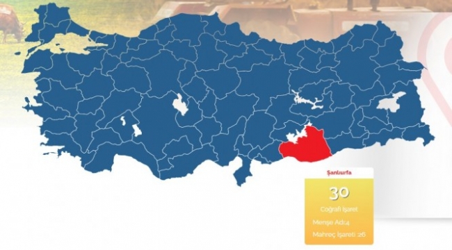 Şanlıurfa coğrafi işaretlerde ikinci sıraya düştü;