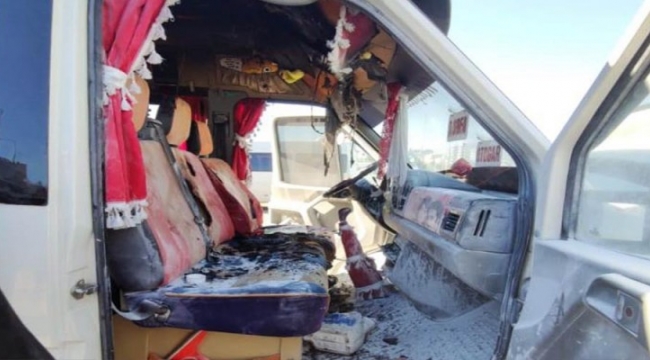 Şanlıurfa'da minibüs yangını;