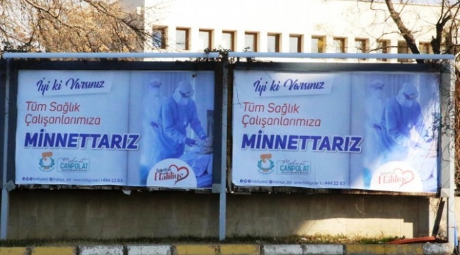 Şanlıurfa'da sağlık çalışanlarına bilboardlardan teşekkür;