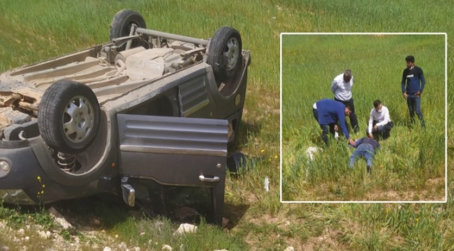 Harran'da araç şarampole devrildi;