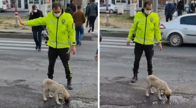 Trafik polisi gönülleri fethetti;