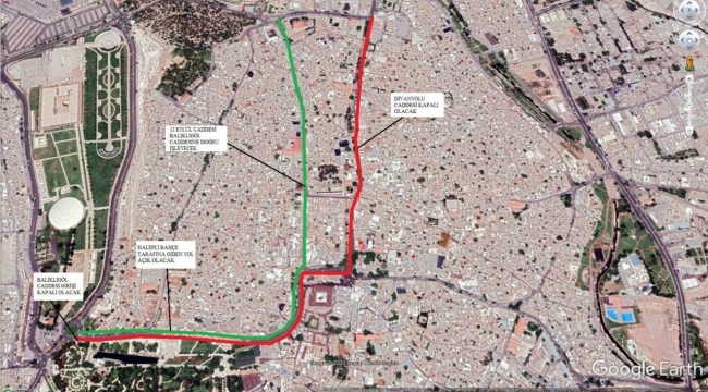 Urfa da bayaram süresince bazı caddeler trafiğe kapalı olacak.;