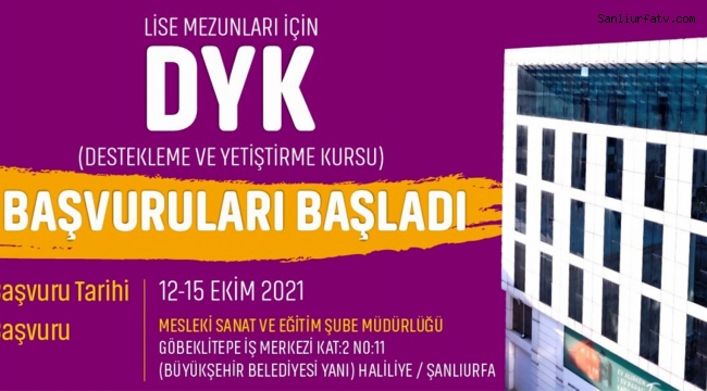 Şanlıurfa'da Gençlere Kurs Desteği;