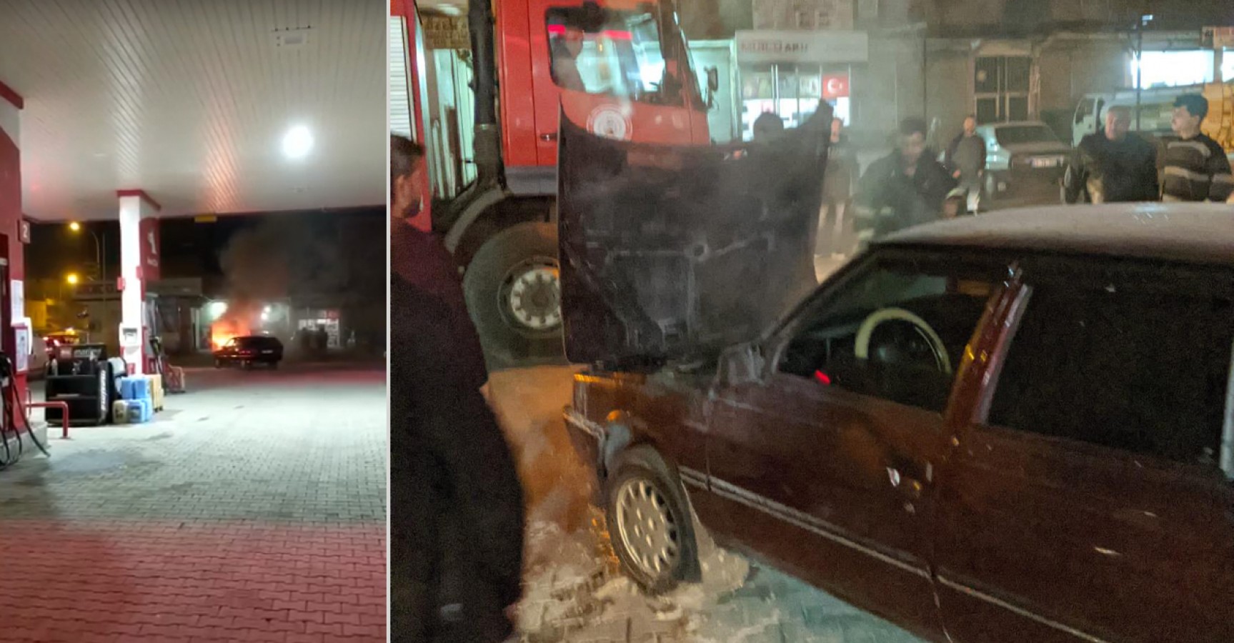 Petrol istasyonunda araç alev alev yandı!;
