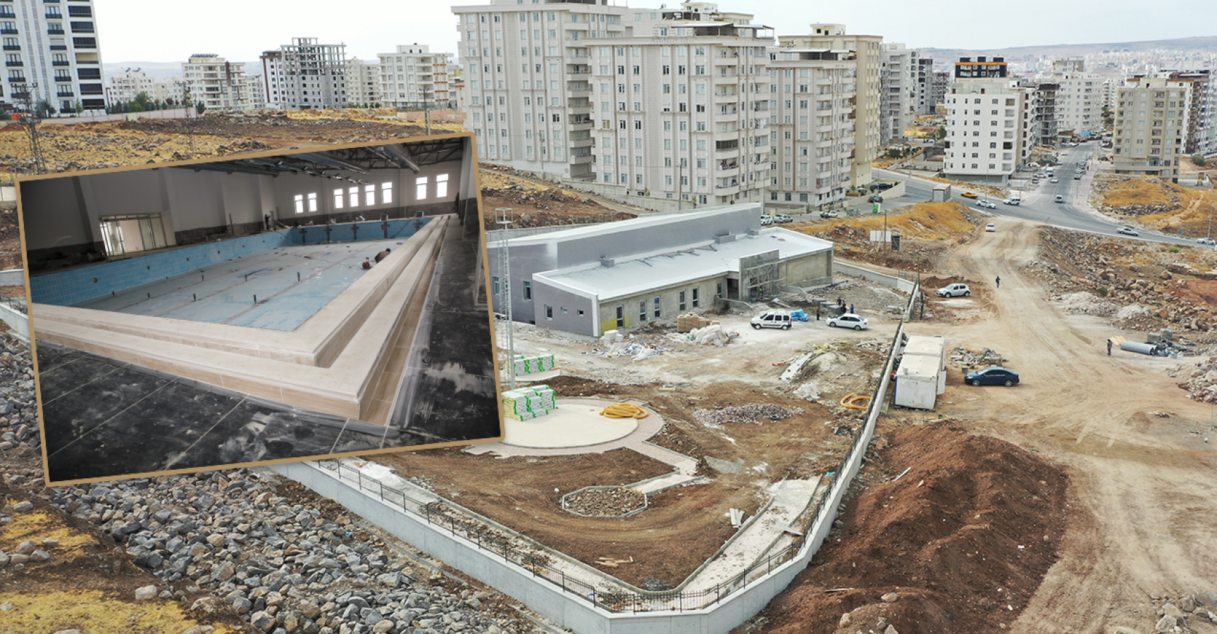 Karaköprü’de kapalı yüzme havuzu çalışmaları sürüyor;
