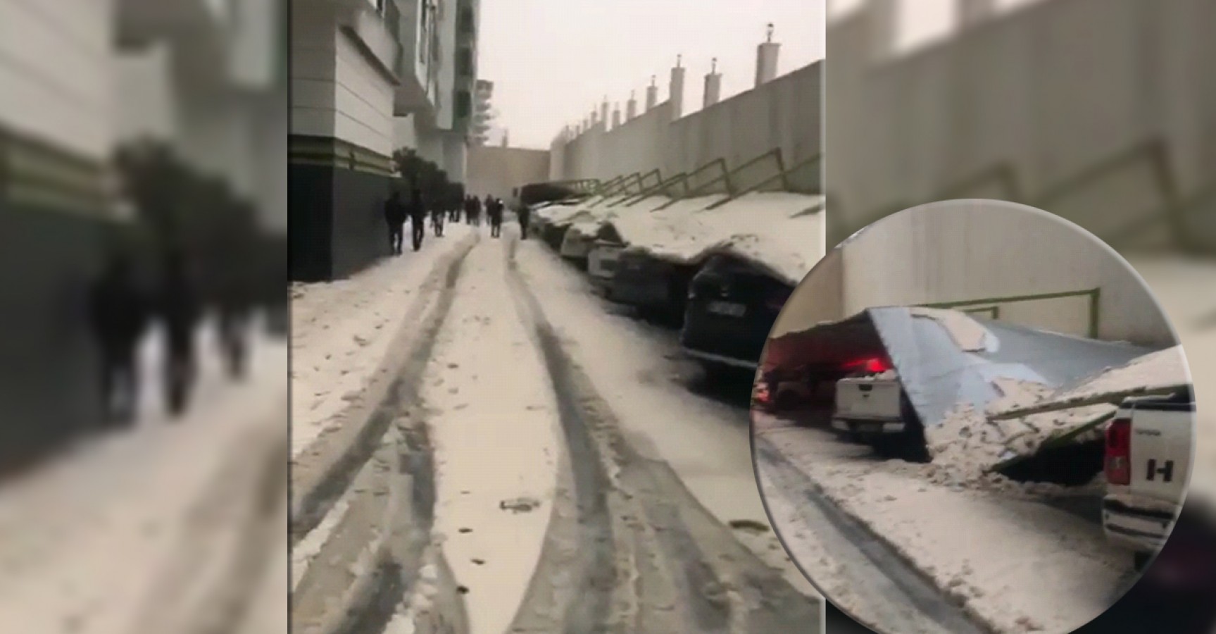 Urfa'daki otoparkta araçların üzerine sundurma düştü!;