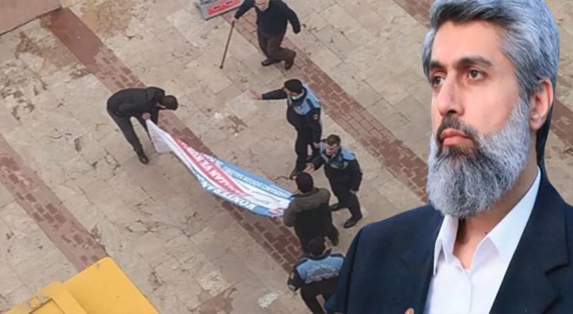 Şanlıurfa’da Alparslan Kuytul’un gelişi öncesi pankart gerginliği;