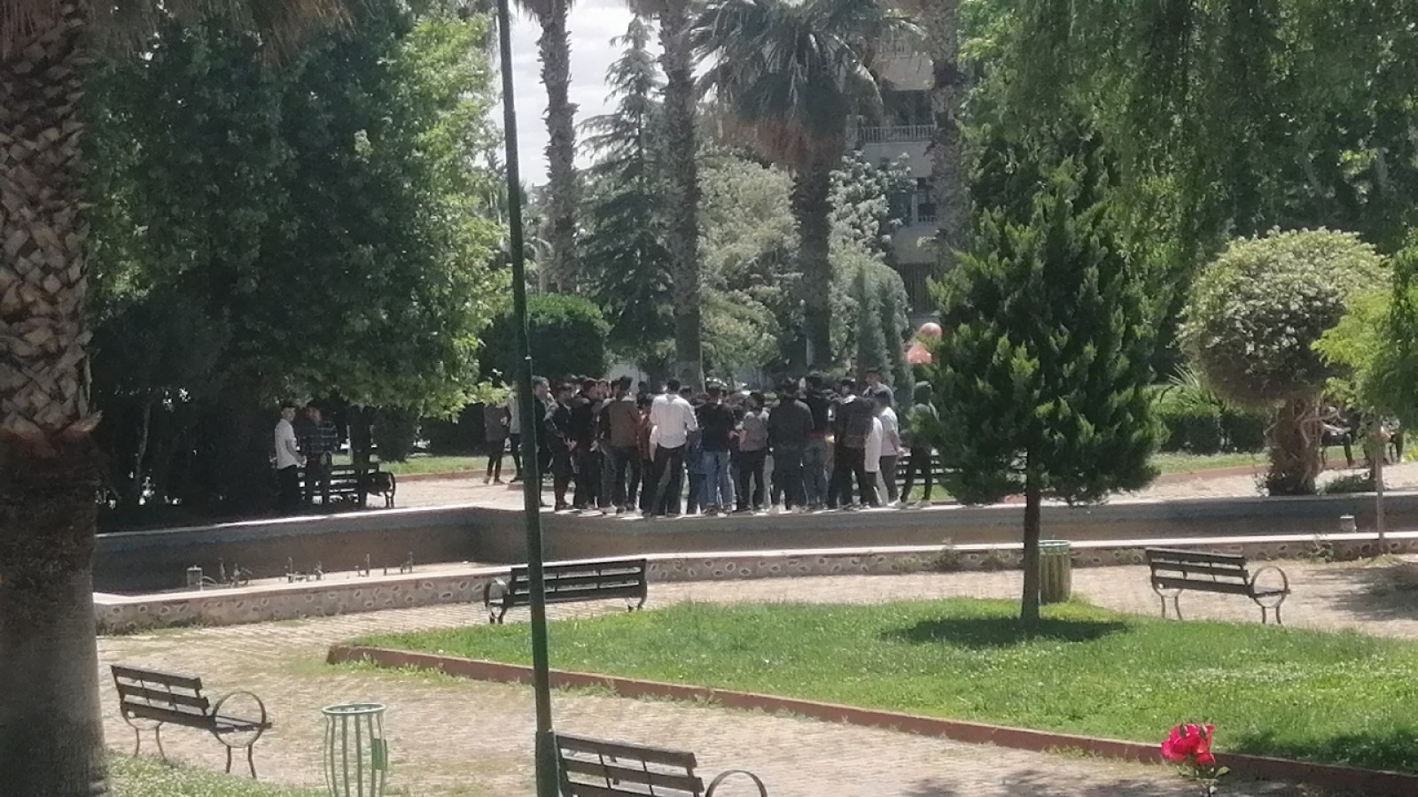 Urfa’da parkta kalabalık öğrenci grubu bir arkadaşlarını darp etti;
