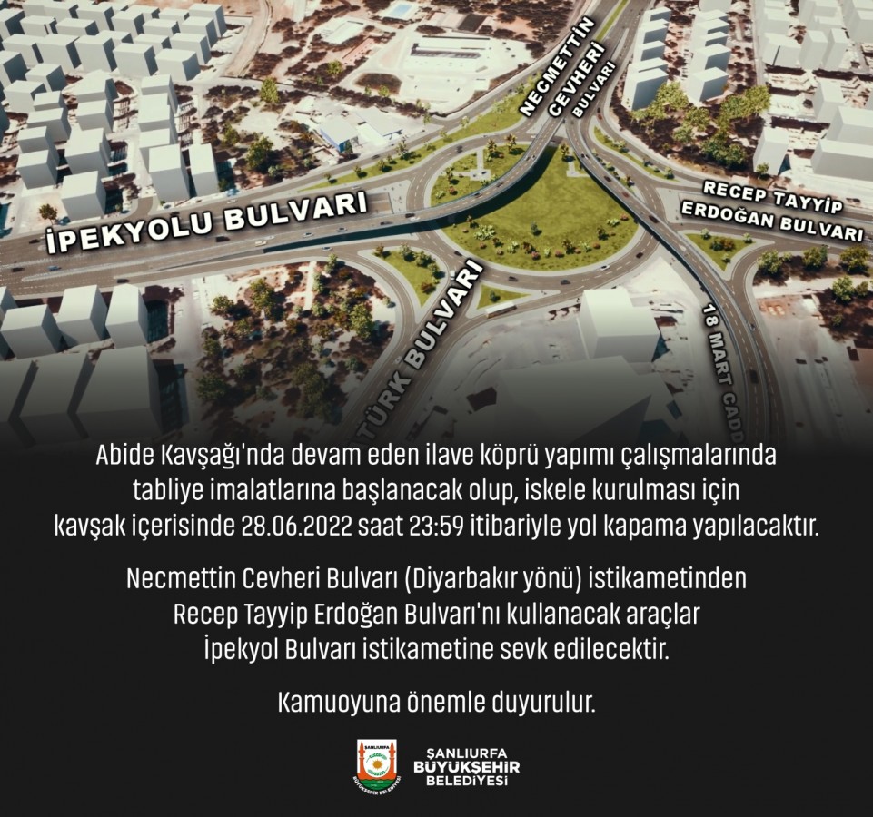 Urfa'da o yol trafiğe kapatılıyor;